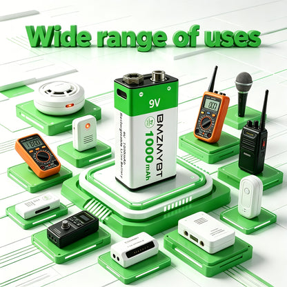 4er-Pack 9V Batterie, 9V Batterien, USB/Type-C 9V Wiederaufladbarer Lithium-Ionen-Akku, Hohe Kapazität 9V 1000mAh 9000mWh Wiederaufladbarer Lithium-Akku, 1,5 Stunden Schnellladung, Konstante Ausgangsleistung, Lange Lebensdauer bis zu 1200x mit Type-C Ansc