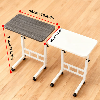 Rolltisch mit Rollen - Höhenverstellbar (Schwarz/Weiß), frei einstellbare Höhe, leicht zu verlagern zwischen Sofa, Bett und Arbeitsplatz, flexible räumliche Lösung für Zuhause, Studentenwohnheim und Büro