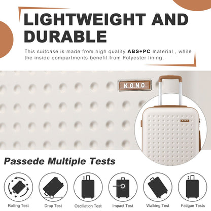 4/6-teiliges Koffer-Gepäckset mit 14/20/24/28 Zoll, Kono Stylish ABS+PC Polka Dot Hartschalenkoffer mit TSA-Schloss und Vanity Case 4-teiliges Set, Black Friday Thanksgiving Weihnachtsgeschenk