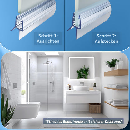 minify Duschdichtung Glastür 5-8 mm-U-Profil Transparent, Ersatz Dichtung für Duschkabine, Wasserabdichtung Glas-dusche, Schwallschutzleiste Duschwand--100cm