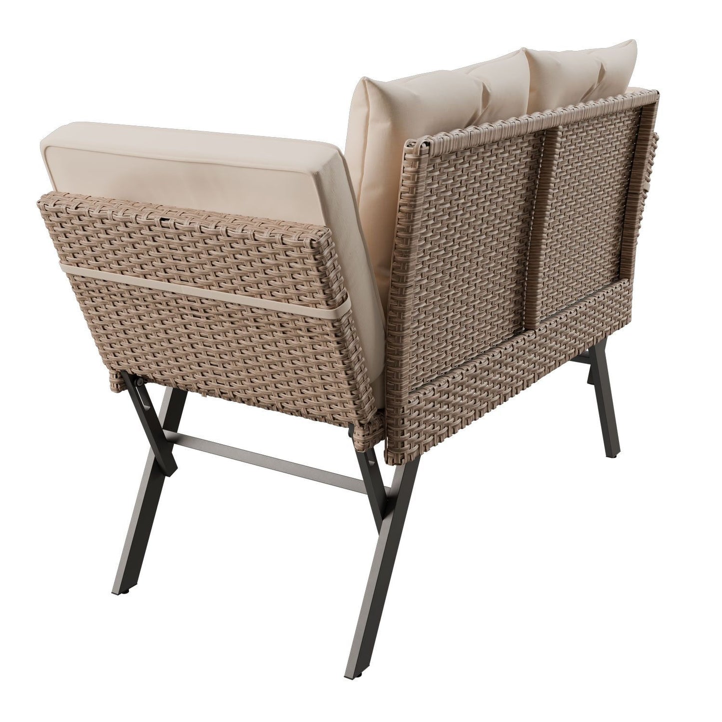 Multifunktionsbank Calvia Schwarz/Grau/Creme - klappbare Sonnenliege mit wetterfestem Polyrattan, Gartenbank mit 240 kg Belastbarkeit