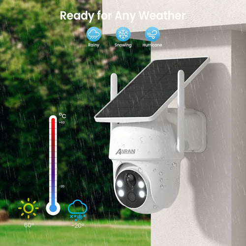 ANRAN Outdoor Drahtlose Kameras mit Solarbetrieb, 3MP Auflösung für Details, Spotlight für Nachtsicht, Effiziente Solarpanel-Integration, PIR-Menschenerkennungstechnologie, 355° Schwenk-  90° Neigungs-PTZ-Steuerung, Zwei-Wege-Audio-Dialog