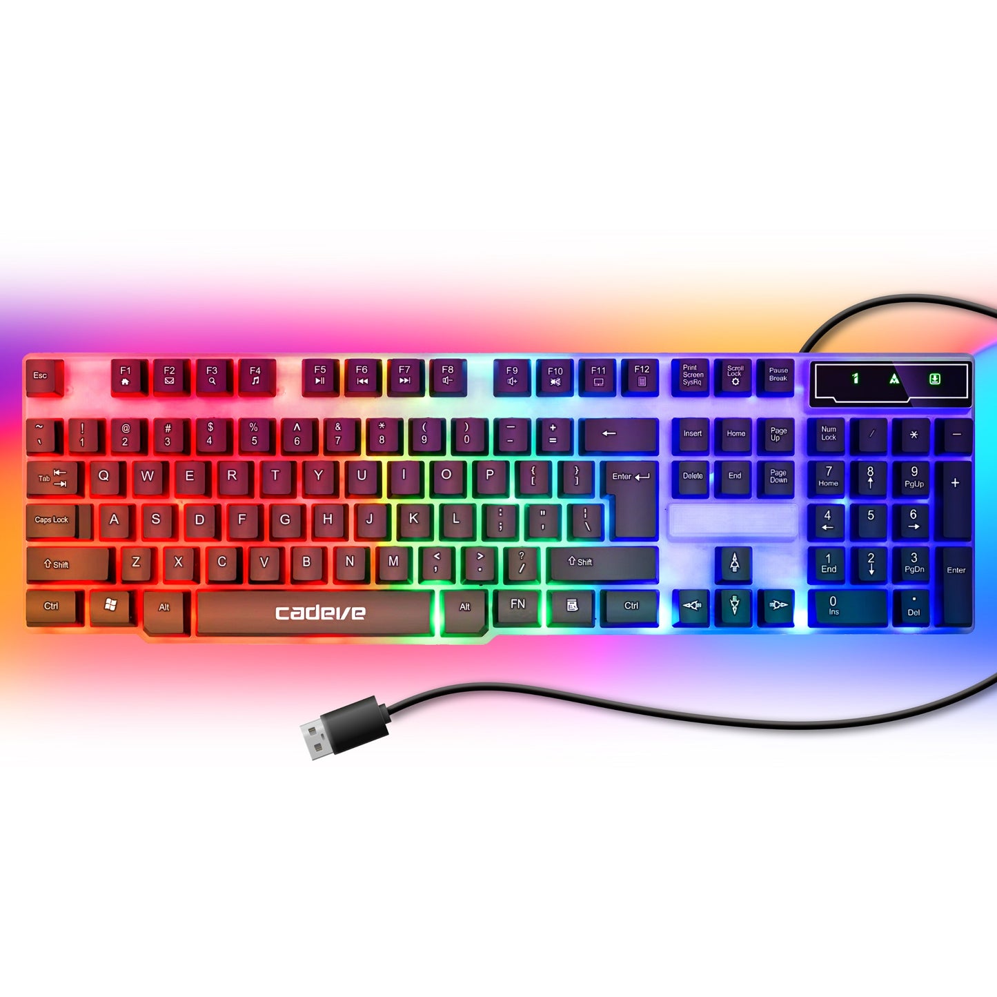 Gaming-Tastatur RETOO Connect, LED-Hintergrundbeleuchtung, Membran-Konstruktion, Eindruckende RGB-Beleuchtung, Multifunktionsfunktionen, Zahlenblock, USB 2.0 USB 3.0 Kompatibel, Grüne Blaue Diode, Sanftes Tastendrücken, Leiser Betrieb, Schnelle Reaktion,