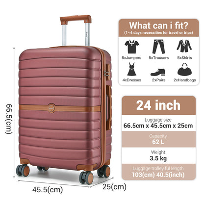 Kono Koffer, 20 Zoll, 24 Zoll, 28 Zoll, ABS+PC, Camping-Gestreiftes Design mit Farbblock-Details, Hartschale mit Spinner-Rollen, Black Friday, Thanksgiving, Weihnachtsgeschenk