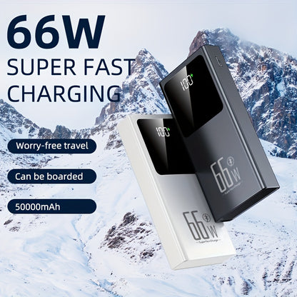 50000mAh Powerbank mit Taschenlampe | 66W Superschnelles Laden | Tragbares Hochleistungs-Ladegerät für Handys, Tablets & Outdoor-Einsatz