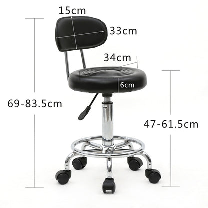 360° runde Salonstuhl mit Rückenlehne und Linien, professioneller, verstellbarer Salonstuhl, moderner Barhocker mit drehbarem PU-Leder, Armlehne für Küche, Esszimmer, Wohnzimmer, Bistro, Spa