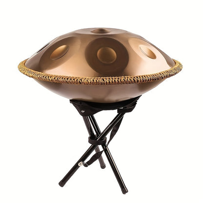 Handpan-Trommel 55,88 cm d-Moll Kurde, 440Hz 9 Noten Handtrommelnstrument, Hochwertige Stahlhandtrommel, Musikalisches Meditationsinstrument mit Trommlertasche, Staubschutzstoff, Schlägel, Ständer, Klangaufkleber für Anfänger - Handpan-Instrument Handpan-