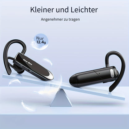 New Bee Einzelohm-Wireless-Earbuds, B41 Business Kabellose In-Ear-Kopfhörer, Automatische Geräuschunterdrückung, Dual-Ear-Trageweise, Erweiterte kabellose Reichweite, Extra große Akkukapazität mit bis zu 180 Tagen Standby, inklusive Ohrhaken-Paar zum einf