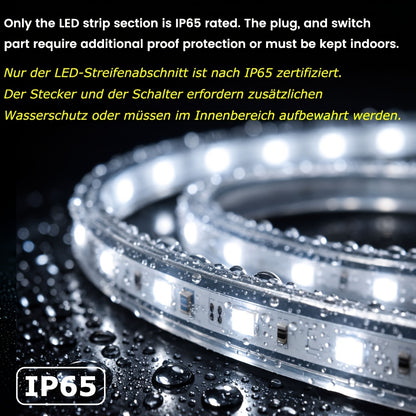 Superhelle AC 220V 230V LED Streifen Lichter | 120 LEDs/m LED Band Klebeband, LED Tape für Außenbereich, Weiß oder Warmweiß für Küche, Garten, Heim Raum Dekoration, Innenbeleuchtung mit EU Stecker | Marke: SETONR, Nicht ferngesteuert