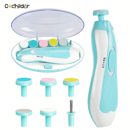Cochildor Baby-Nagelschärfer, 6-in-1 Sicherheits-Schneider-Trimmer-Zange für Zehen  Finger, vor Gebrauch 2 AA-Batterien einlegen (Batterien nicht enthalten), Blau/Pink