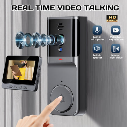 1 Stk. Kabellose Türklingelkamera ohne WLAN, kabellose Video-Intercom-Türklingel mit 10,92 cm IPS-Display, Weitwinkelobjektiv, Zwei-Wege-Audio, Nachtsicht, für die Haussicherheit
