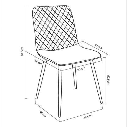 mcc direct Esszimmerstühle im 4er Set aus Samtstoff, Metallbeine, Lexi-Stühle, Desigenerstühle