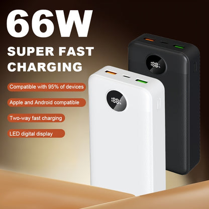 50000mAh Powerbank mit großer Kapazität, 66W superschnelles Laden, LED-Power-Display, Typ-C-Schnellladung, geeignet zum Aufladen von Mobiltelefonen/Samsung/Android-Elektronikgeräten, Outdoor-Notfall-Powerbank