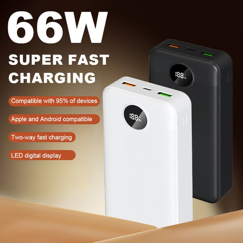 50000mAh Powerbank mit großer Kapazität, 66W superschnelles Laden, LED-Power-Display, Typ-C-Schnellladung, geeignet zum Aufladen von Mobiltelefonen/Samsung/Android-Elektronikgeräten, Outdoor-Notfall-Powerbank