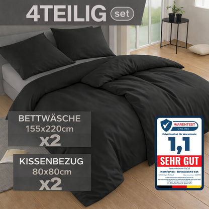 4-teiliges Bettwäsche-Sets 4 verschiedene Größen – 2x Bettbezug & 2x Kissenbezug 80x80 cm & 40x80 cm, Weiche Mikrofaser, Atmungsaktiv & Pflegeleicht, Ganzjahresgeeignet