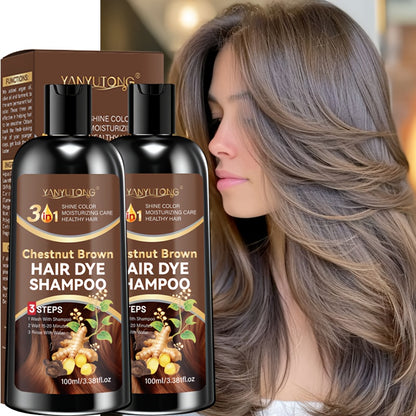 2er-Pack 100ml Haarfärbe-Shampoos, Schwarz//Kastanienbraune Haarfärbe-Shampoos, Mehrzweckflaschen, Shampoonieren  Färben, Sofortfärbung, für glänzendes, voluminöses  geschmeidiges Haar in Minuten, sanft  schädigungsfrei, feuchtigkeitsspendend