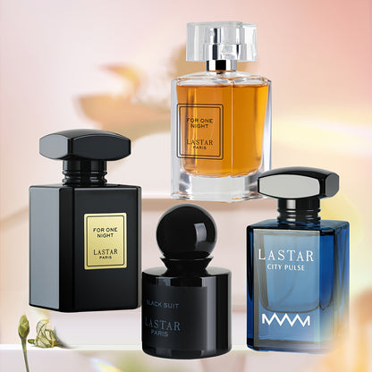 Herren-Parfüm-Set mit vier Flaschen, insgesamt 190 ml, klassische holzige Noten & frische Fruchtnoten, langanhaltender Duft, langanhaltendes Herren-Eau de Cologne, geeignet für den täglichen Gebrauch  Partys, Dates-Atmosphäre, exquisite Verpackung, ein pe