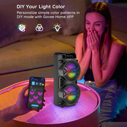 4000W Bluetooth-Lautsprecher, tragbarer kabelloser Lautsprecher mit mehrfarbigen Lichtern, zwei Subwoofer für tiefen Bass, UKW-Radio, MP3-Player, unterstützt BT/TWS/FM/USB/AUX/TF/Mikrofoneingang, lauter Stereo-Lautsprecher für Hauspartys, Feiertagsversamm