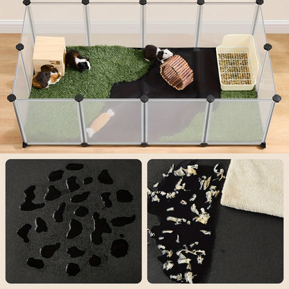 Haustier Laufstall, mit Boden und abnehmbarer Oxford-Gewebe Matte, Kleintiergehege, Plastikkäfig, Indoor Laufband für Hamster, Kaninchen, Igel, Meerschweinchen, 125 x 63 x 42 cm