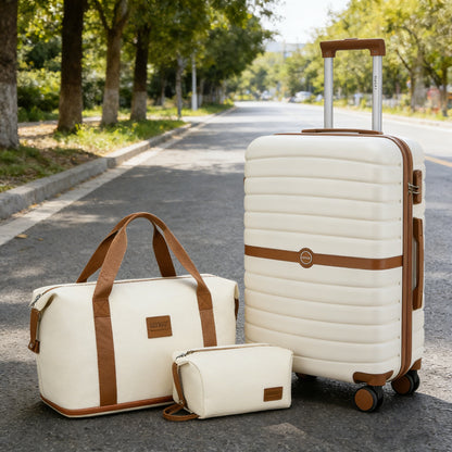 Kono Koffer, 20 Zoll, 24 Zoll, 28 Zoll, ABS+PC, Camping-Gestreiftes Design mit Farbblock-Details, Hartschale mit Spinner-Rollen, Black Friday, Thanksgiving, Weihnachtsgeschenk