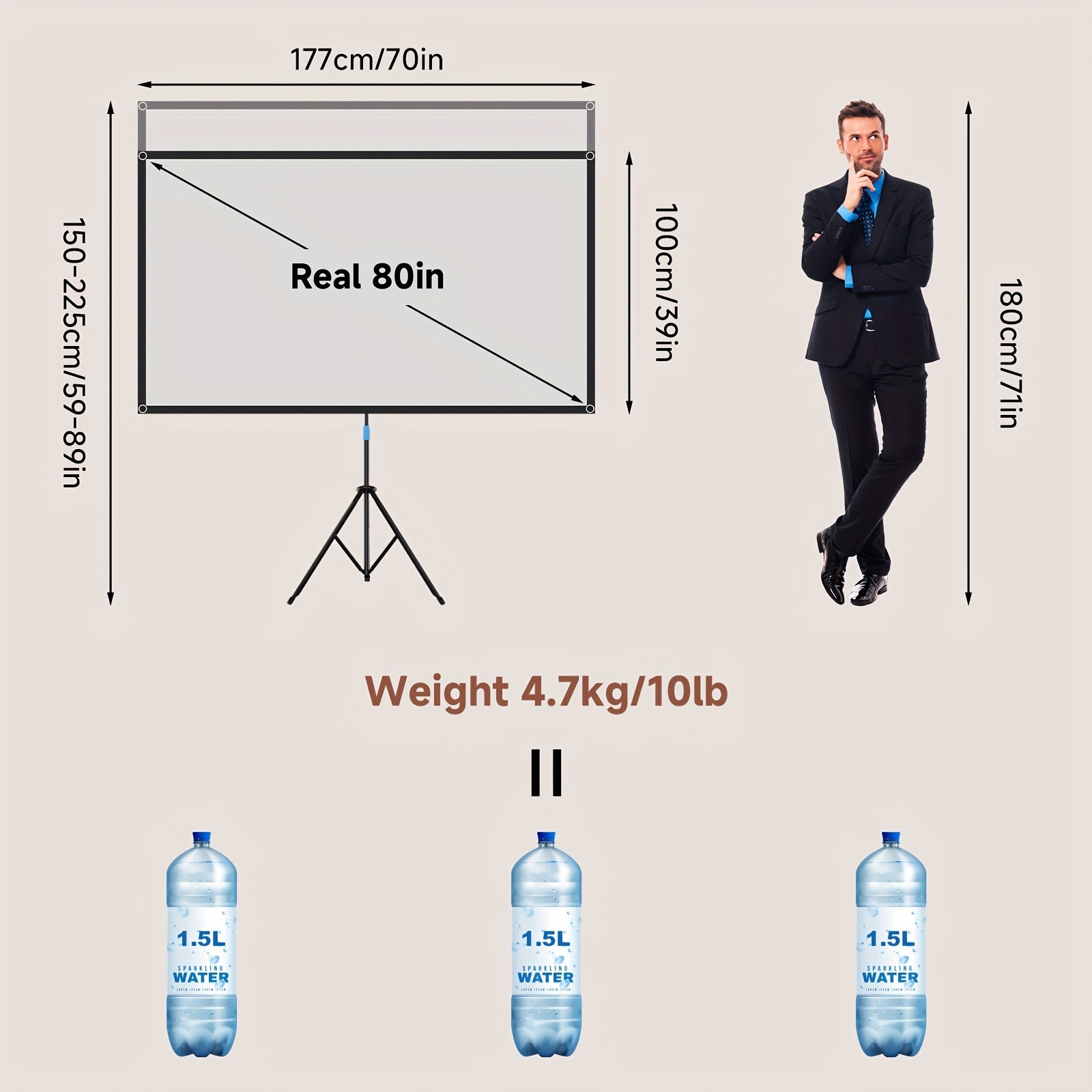 Beamerprojektorleinwand, 203,2 cm für Büro und Homeoffice – Detailansicht 2