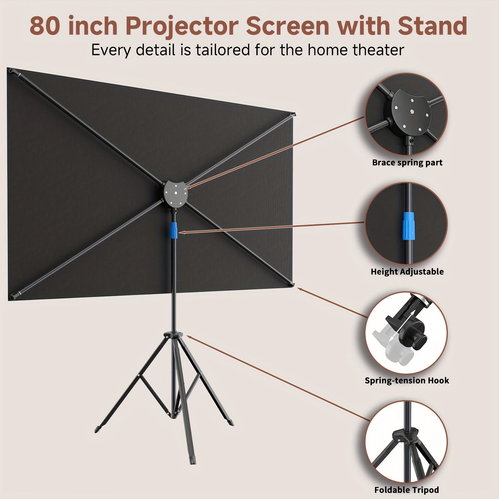 Beamerprojektorleinwand, 203,2 cm für Büro und Homeoffice – Detailansicht 12