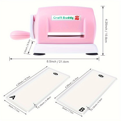 5 Farben Craft Buddy Scrapbook Stanz- und Prägemaschine/1 Set A&B Acryl Schneidepads für Scrapbooking Papier Bastelarbeiten Schneidemaschine Werkzeug - PE Material, Batterielos