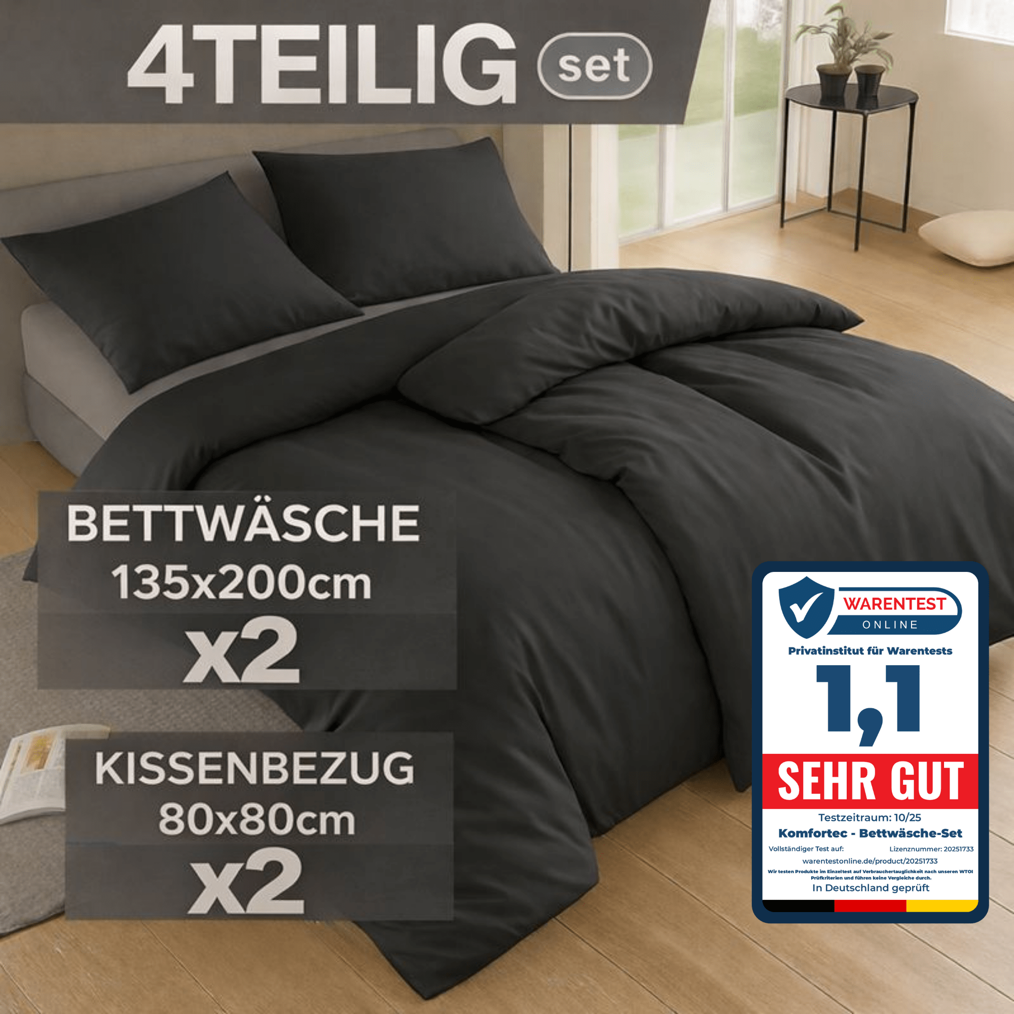 Bettbezug-Set, 155 cm * 200 cm für Bett und Schlafzimmer – Hauptansicht