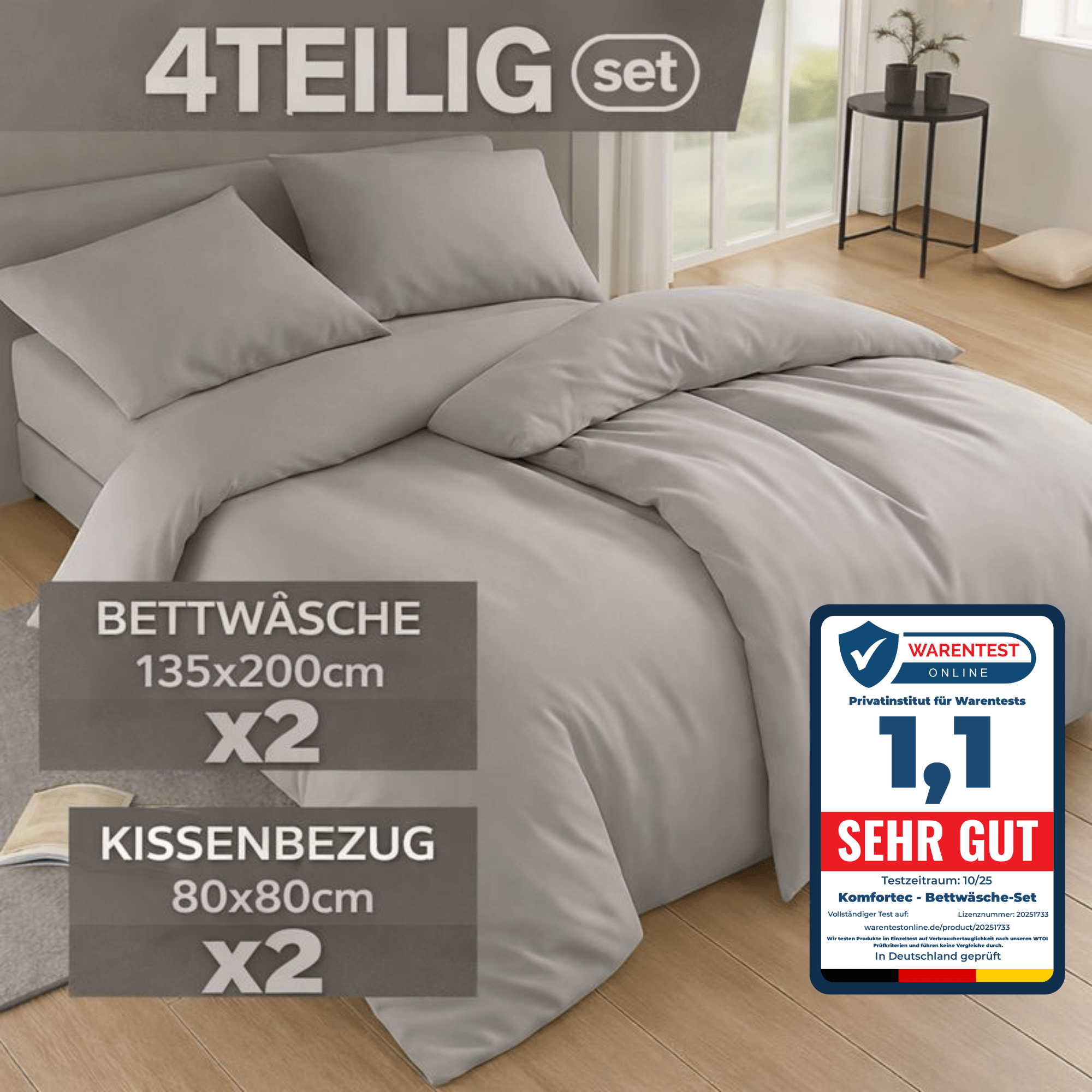 Bettbezug-Set, 155 cm * 200 cm für Bett und Schlafzimmer – Detailansicht 6