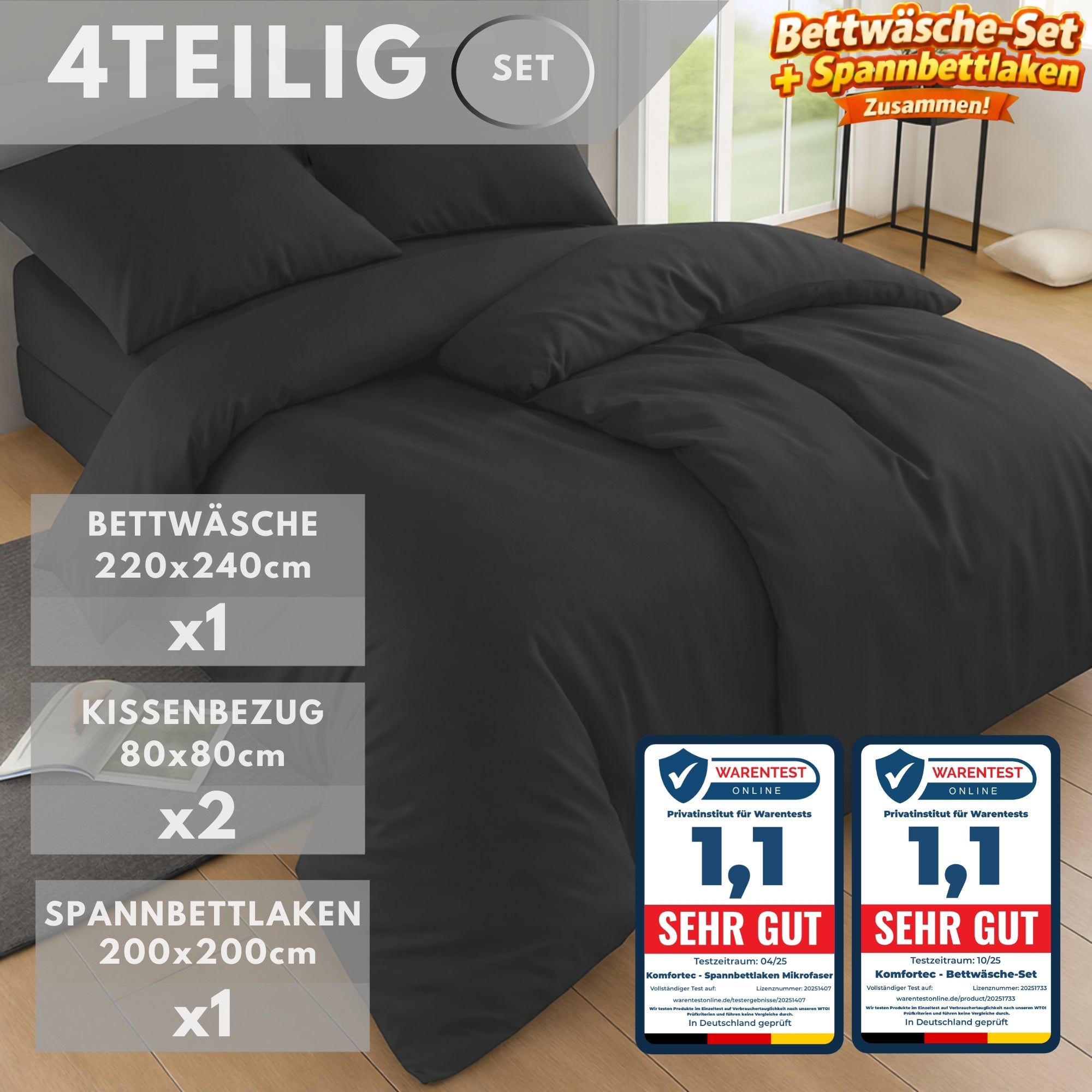 Bettbezug-Set, 155 cm * 200 cm für Bett und Schlafzimmer – Detailansicht 76