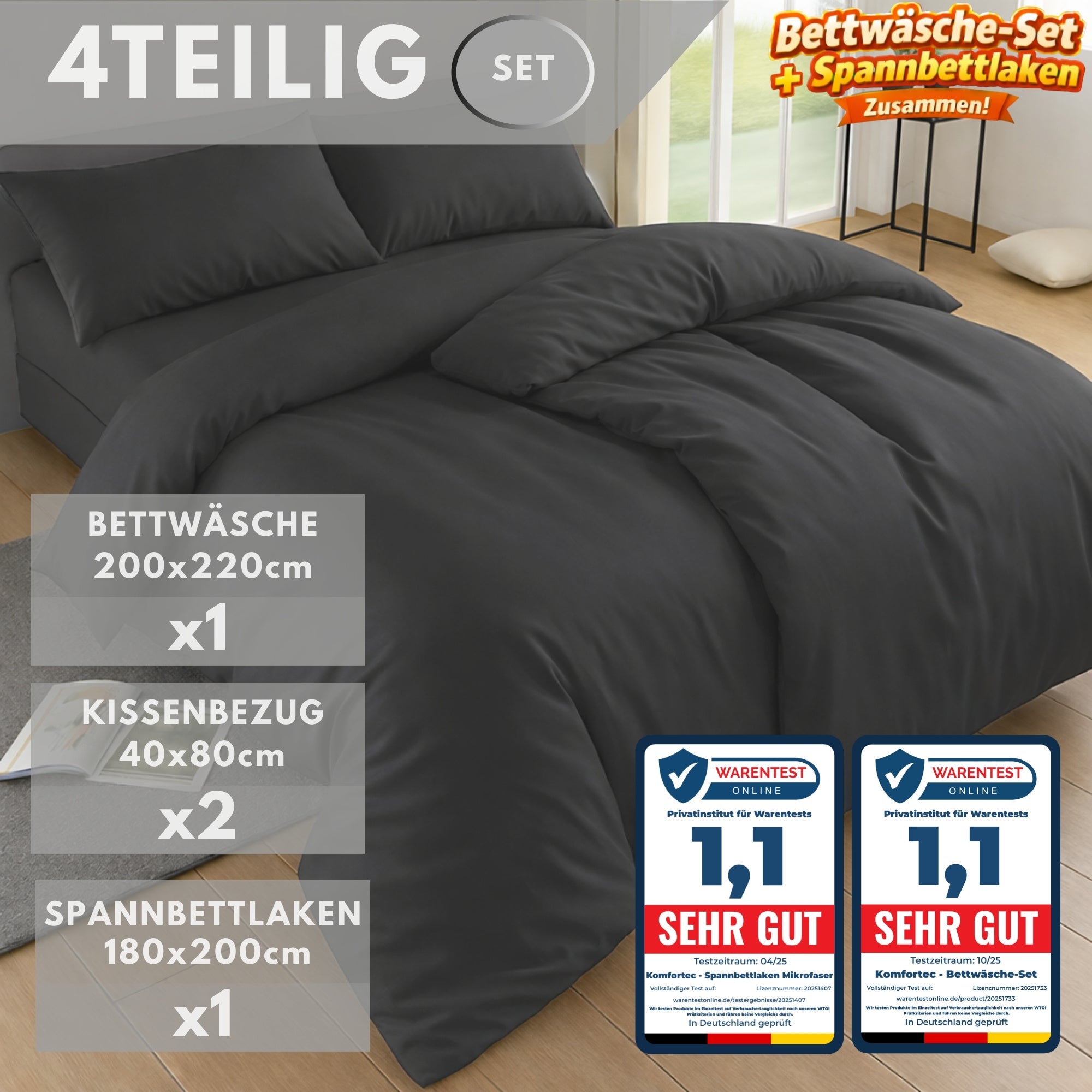 Bettbezug-Set, 220 cm * 200 cm für Schlafzimmer – Detailansicht 58