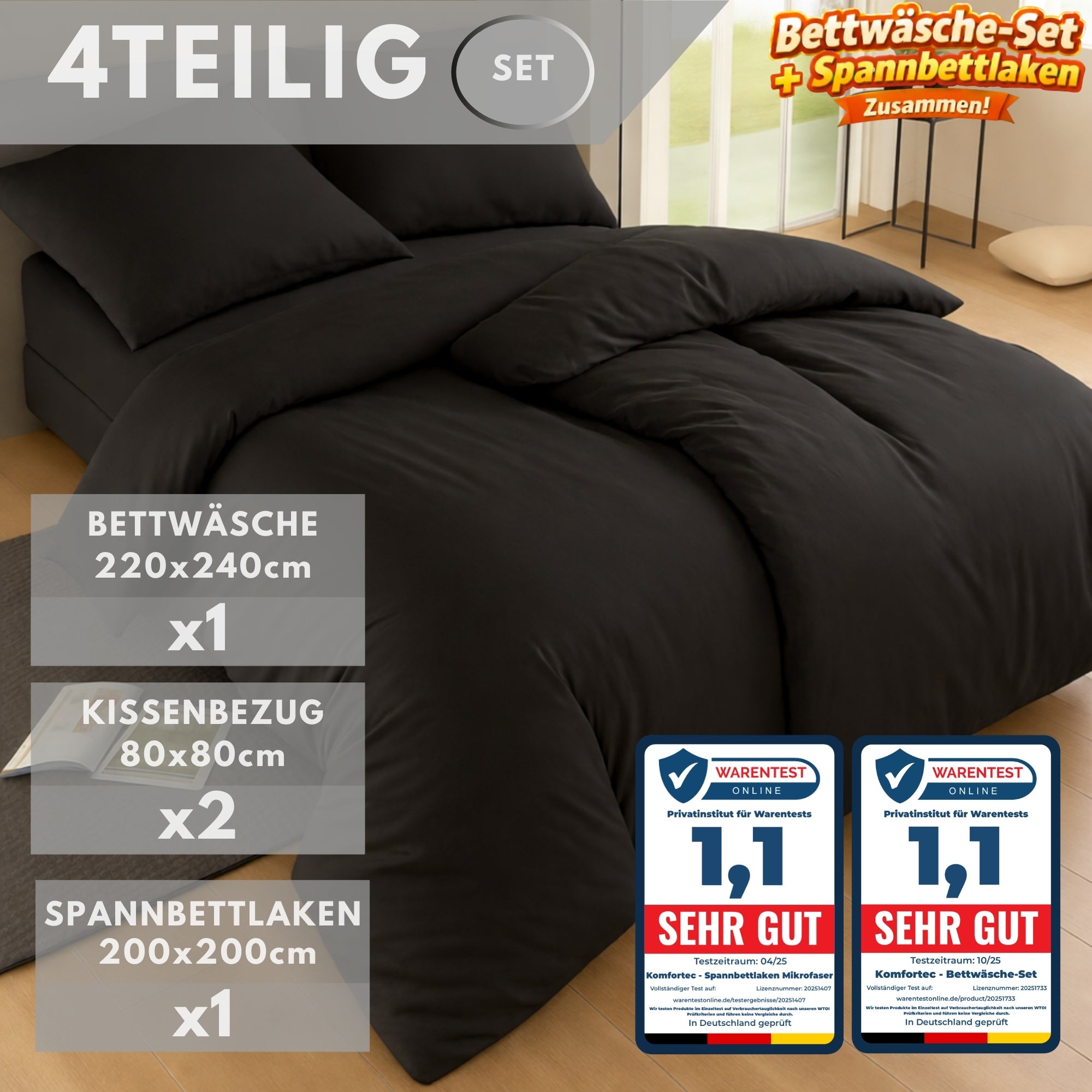 Bettbezug-Set, 220 cm * 200 cm für Schlafzimmer – Detailansicht 66