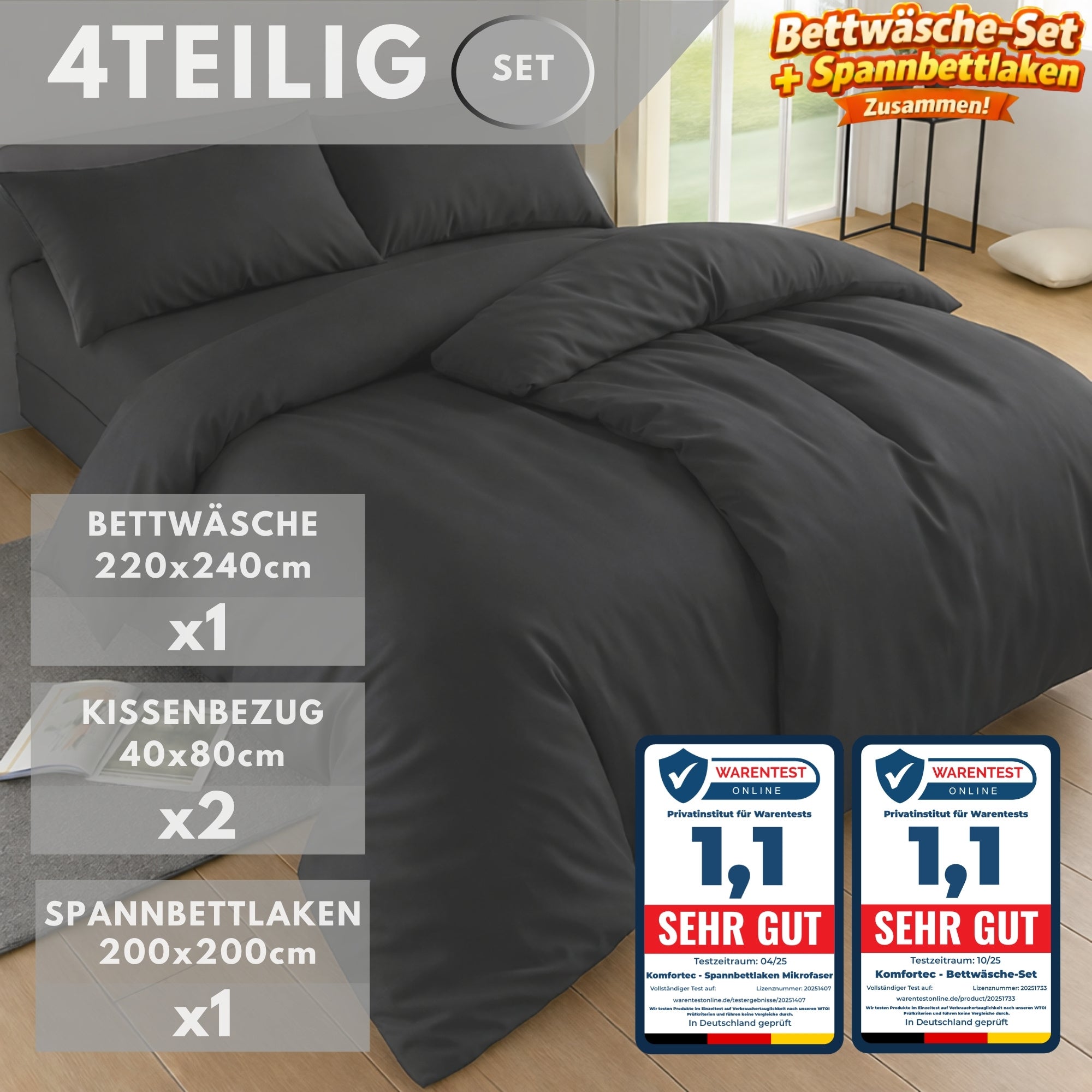 Bettbezug-Set, 220 cm * 200 cm für Schlafzimmer – Detailansicht 68