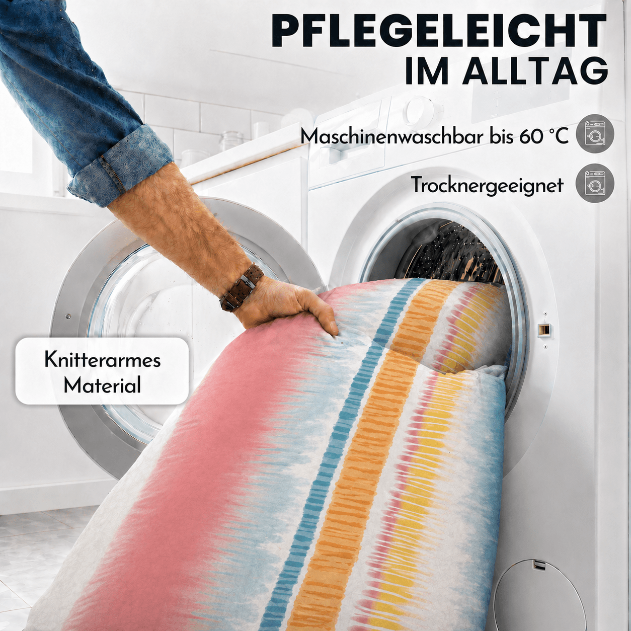 Bettbezug-Set, 2x Bettbezug + 2x Kissenbezug für Bett und Schlafzimmer – Detailansicht 5