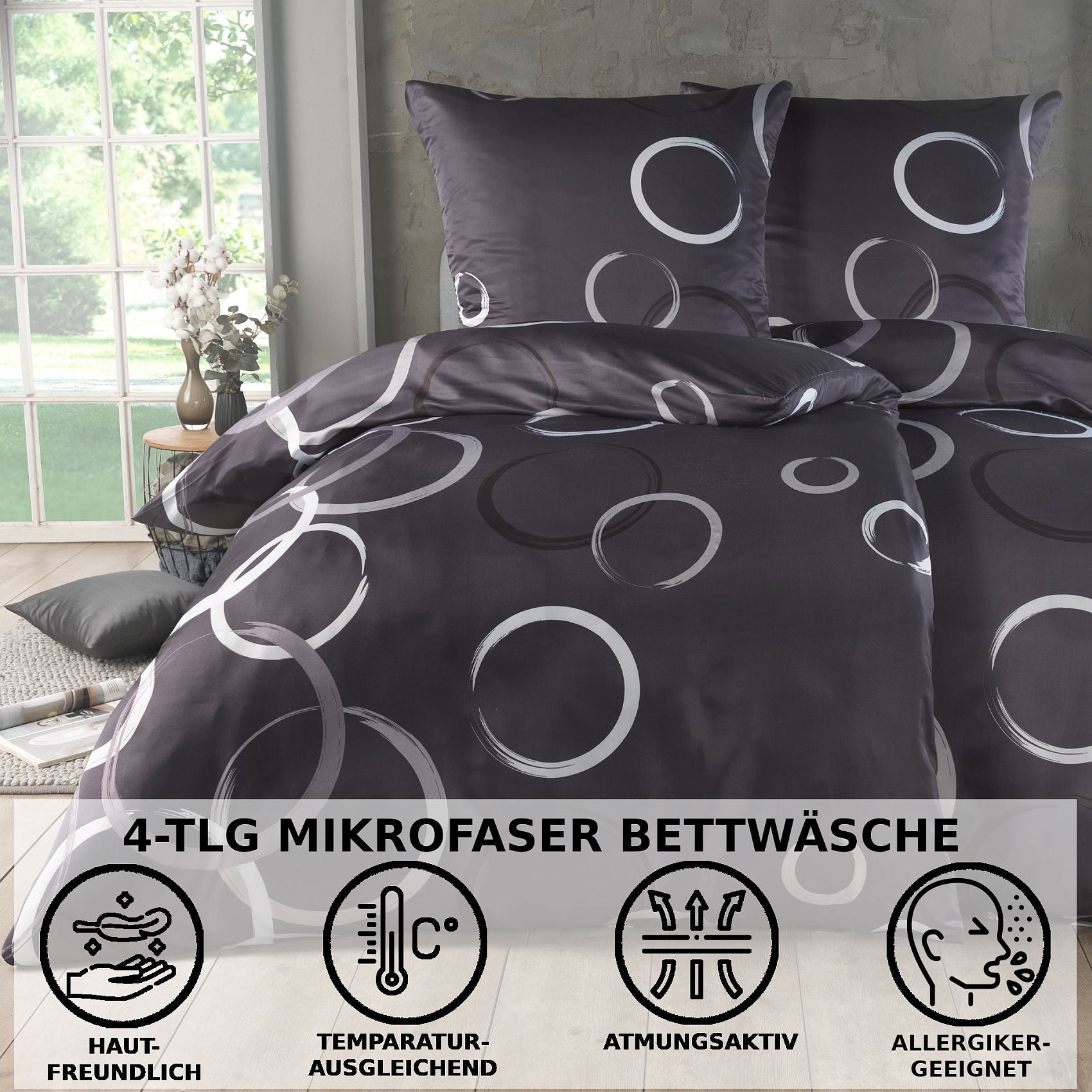 Bettbezug-Set, GRAUE-BOX für Schlafzimmer – Detailansicht 9
