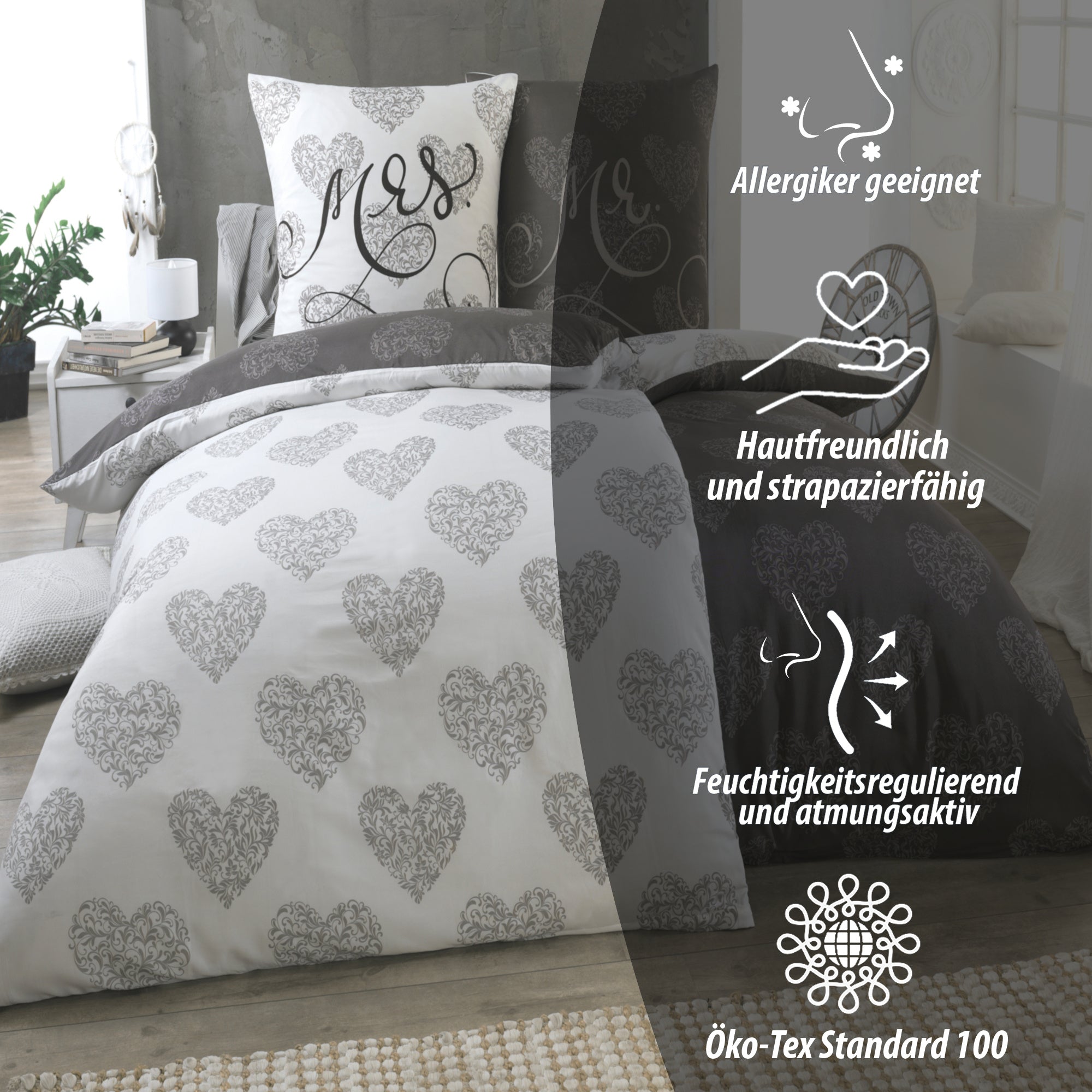 Bettbezug-Set, GRAUE-BOX für Schlafzimmer – Detailansicht 27