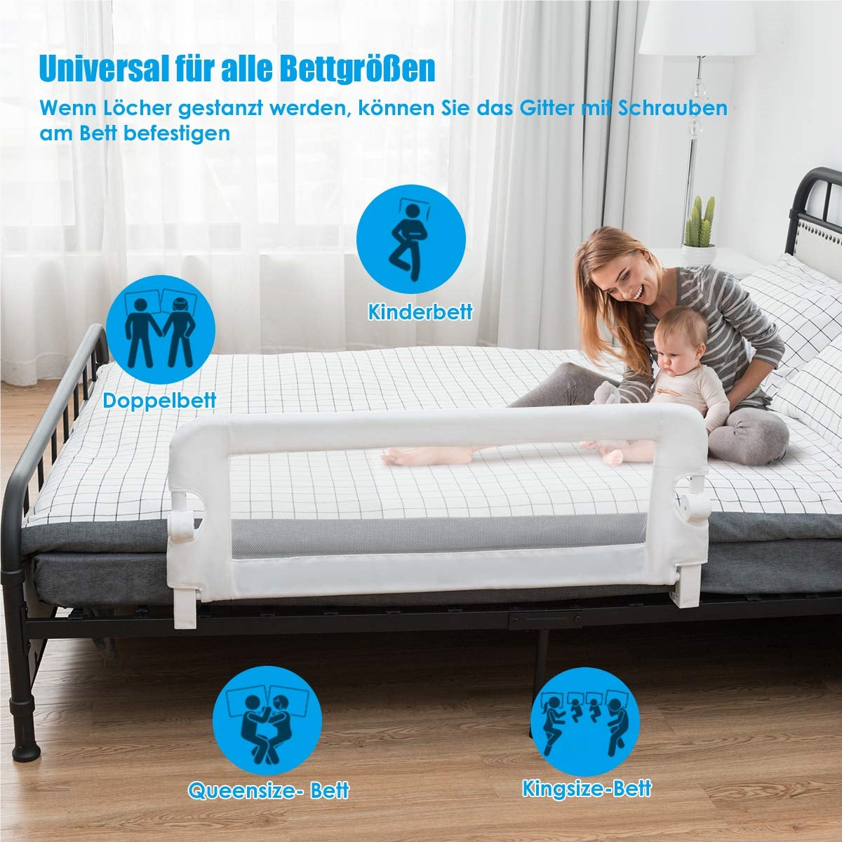 Bettgitter klappbar, faltbar für Schlafzimmer und Bett – Detailansicht 3