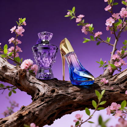 2 Stück Lila High-Heel & Lila Edelstein Parfümset (30+75ml) Großes Fassungsvermögen, Langanhaltender Duft | Bergamotte Tuberose Holznoten | Perfektes Geschenk für Feste & Privatgebrauch