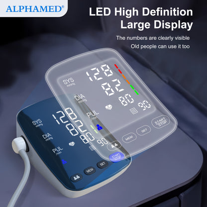 (Batterien nicht enthalten) NEUES LED High-End Kurviges Bildschirm-Präzisions-Blutdruckmessgerät für Zuhause, 2x199 Speicher mit 22,1-43,18 cm Blutdruckmanschette, automatische Oberarmmanschette, digitales Blutdruckmessgerät mit, Familie, Eltern und Freun