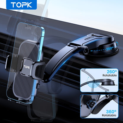 TOPK D46C Auto Handyhalterung, 2025 Verbesserte, verstellbare horizontale und vertikale Handyhalterung für das Auto Armaturenbrett