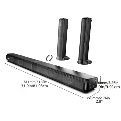 ULTIMEA 2.2ch Soundbar für TV mit neuem abnehmbarem Design, Spitzenleistung 100W, 2-in-1 Soundbar für TV, einstellbarer Bass, 3 EQ-Modi, ARC/Optisch/Aux/Wandmontage (Erneuert, Zustand: Gut)