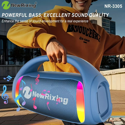 Newrixing 50W Wireless Lautsprecher mit Subwoofer, Outdoor Lautsprecher, USB-C Aufladung, Kabellos, Eingebautes Mikrofon, TWS Dual Pairing, Mikrofon-Schnittstelle, RGB Lichter, 7.4V 2000mAh Akku, Tragbares PA System für Heimkino, Camping, Partys, Geschenk