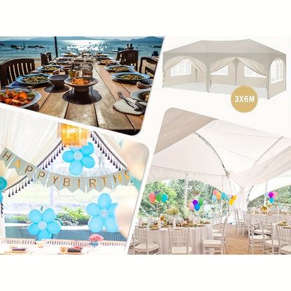 1 Stück Pavillon, faltbarer Pavillon, 3 x 6 Meter, Partyzelt, wasserdicht, Gartenhauszelt, UV-Schutz 50+, Schutz vor Wind  Regen, stabile Konstruktion, höhenverstellbar, mit Tragetasche, geeignet für Outdoor-Gartenarbeit, Camping, Strände usw