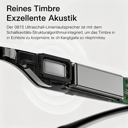 Multifunktionale intelligente Audio-Brille mit integrierter Soundwave-Technologie Lautsprecher, unterstützt drahtloses Telefonieren, Anrufe entgegennehmen  ablehnen, Musik hören in der Brille, Foto-Kontrolle, 85mAh*2 große Batterie, lange Akkulaufzeit, st