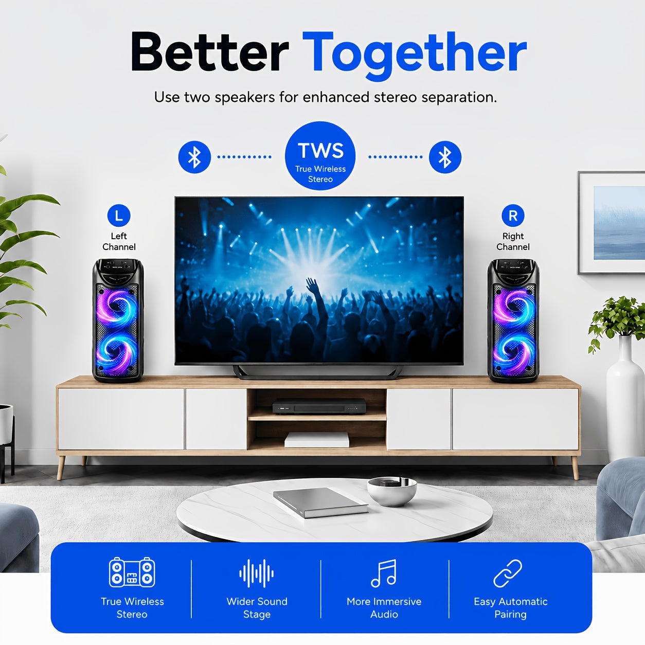 Bluetooth-Lautsprecher, Dualer 3-Zoll-Subwoofer mit tiefem Bass für unterwegs – Detailansicht 5