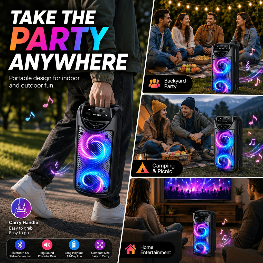 Bluetooth-Lautsprecher, Dualer 3-Zoll-Subwoofer mit tiefem Bass für unterwegs – Detailansicht 10