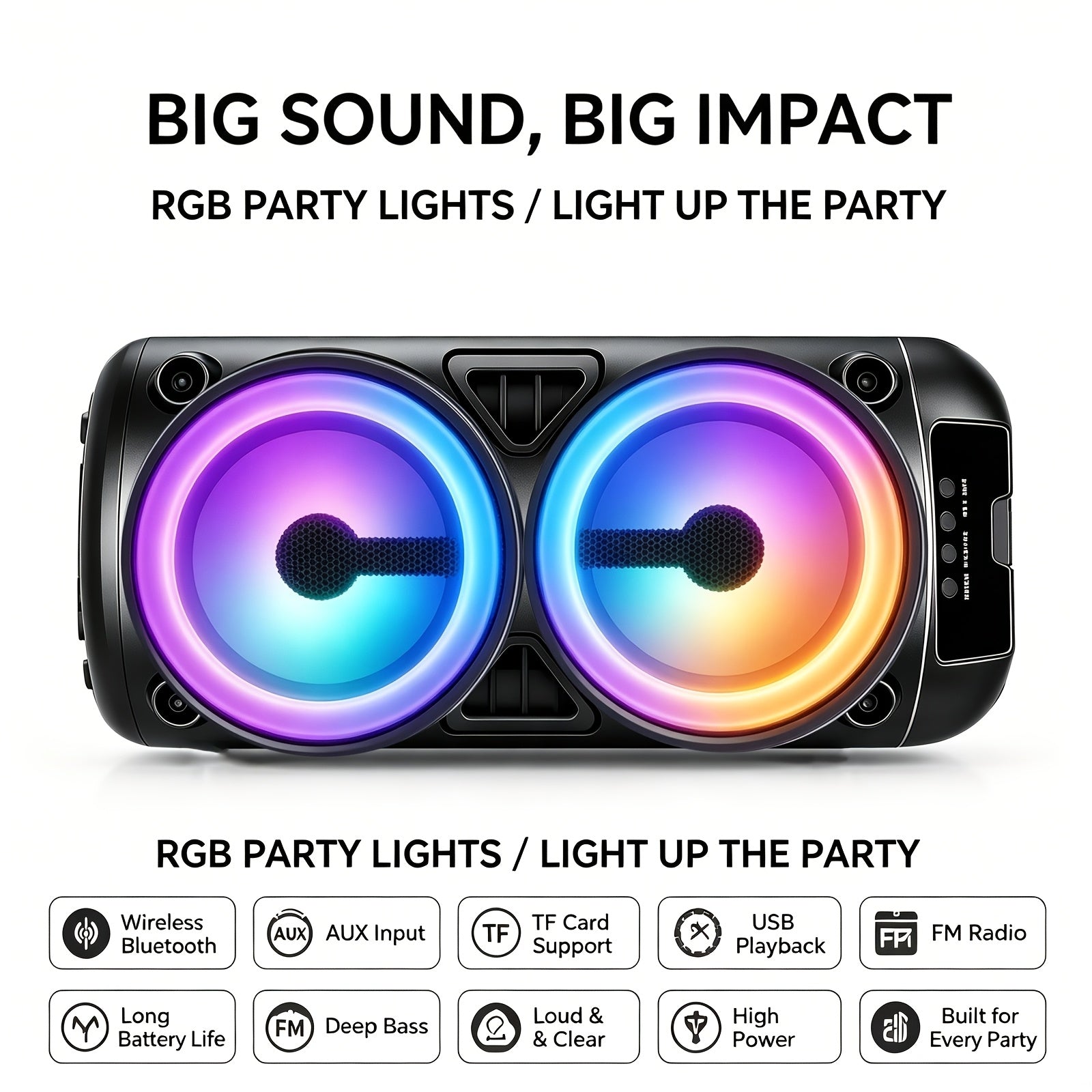 Bluetooth-Lautsprecher, LED-Beleuchtung für JBL und Geburtstage – Detailansicht 2