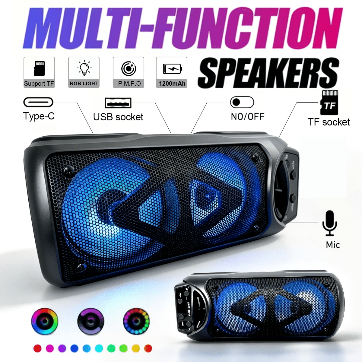 Bluetooth-Lautsprecher, Schwarz/pro für Zuhause und unterwegs – Detailansicht 5