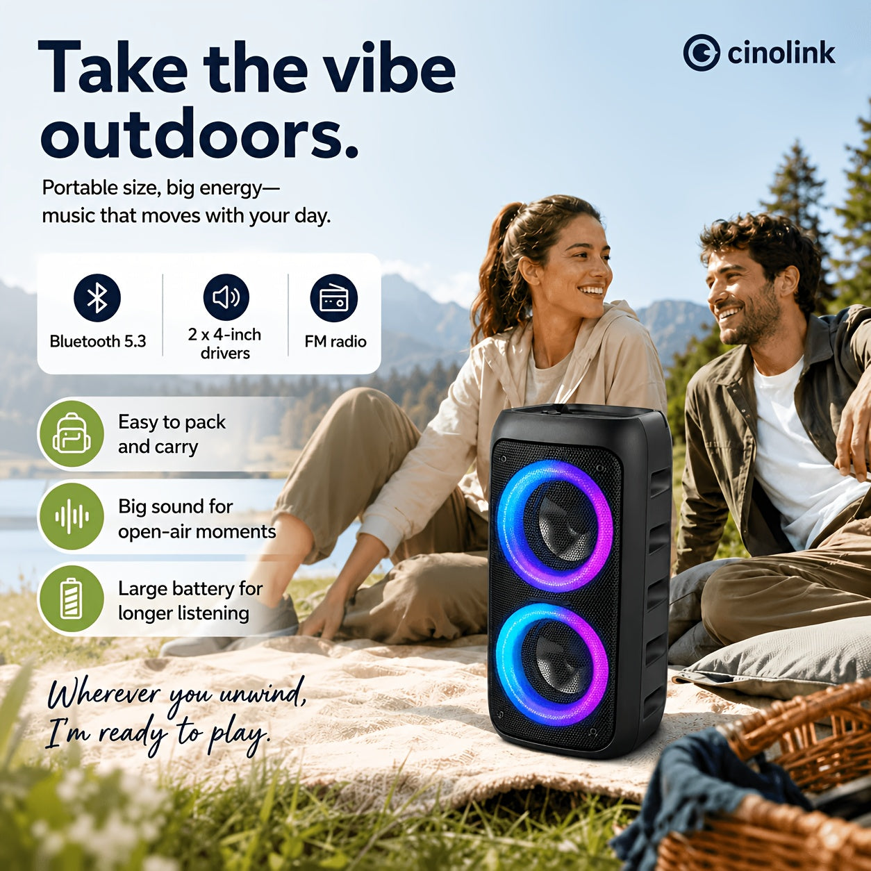 Bluetooth-Lautsprecher, Sky Schwarz-bass Enhanced Edition für Zuhause und unterwegs – Detailansicht 4