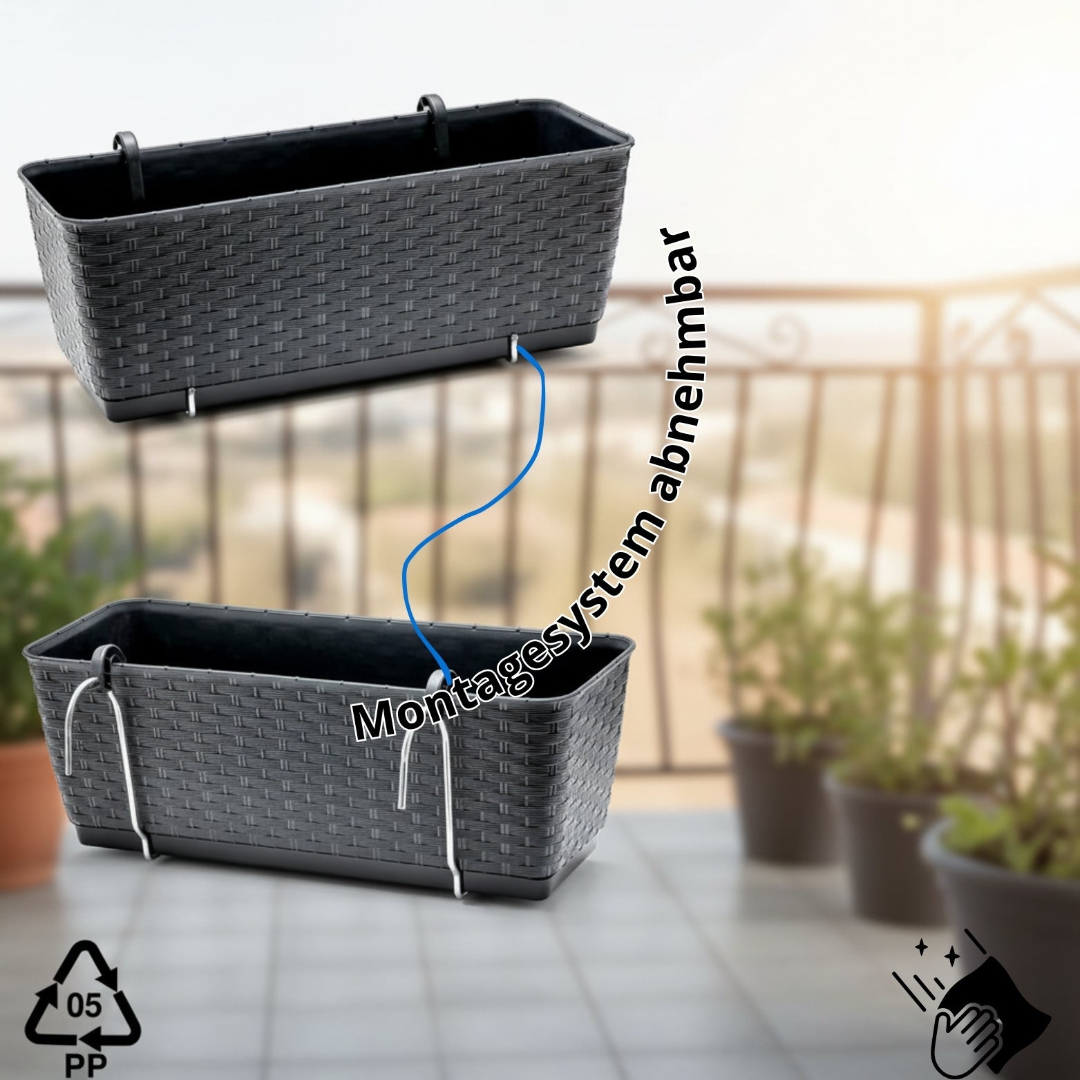 Blumenkästen, Metall für Garten und Terrasse – Detailansicht 3